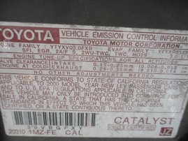 2000 TOYOTA CAMRY LE GRAY 3.0L AT Z17624